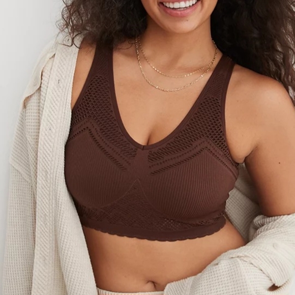 🤎AERIE SUPERCHILL SEAMLESS BRA TOP SIZE M - Picture 1 of 8